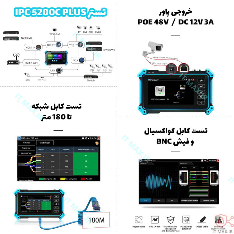 تستر دوربین مداربسته مدل IPC-5200c PLUS